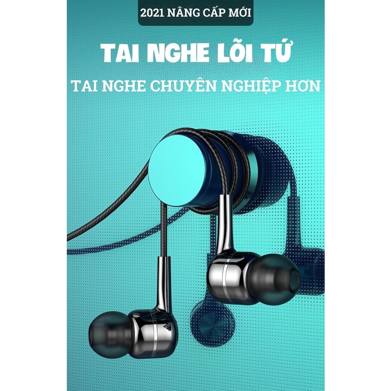 Tai nghe nhét tai có dây có mic lõi tứ V5 Bass sâu Có Micro chống tiếng ồn, chống nhiễu, Âm thanh hay