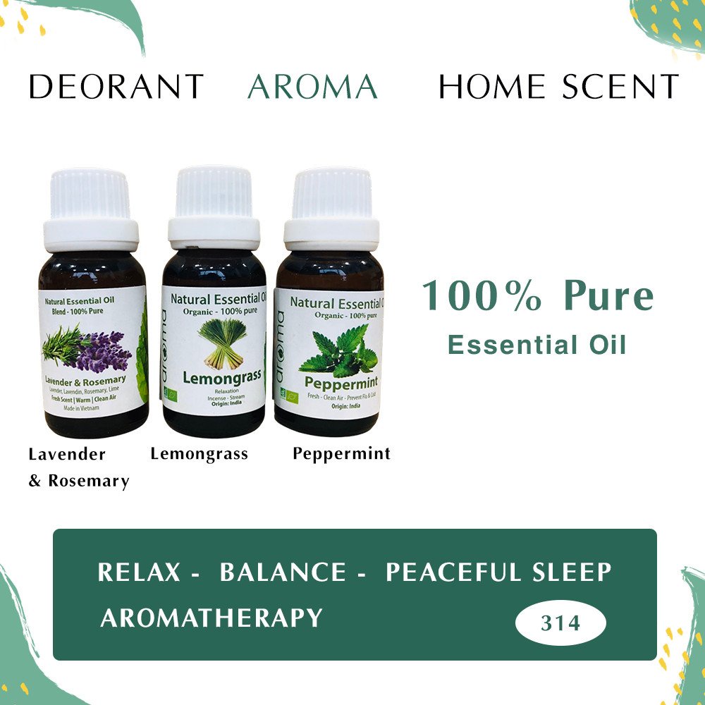 Combo Tinh Dầu Xông AROMA Oải Hương &amp; Hương Thảo , Sả Chanh , Bạc Hà 10ml