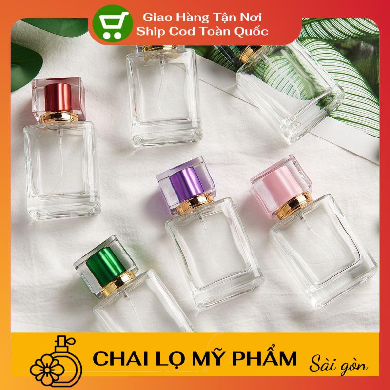 Lọ Chiết Nước Hoa ❤ SIÊU RẺ ❤ Lọ chiết nước hoa 50ml hình vuông Nắp Đen đựng dầu thơm , phụ kiện du lịch