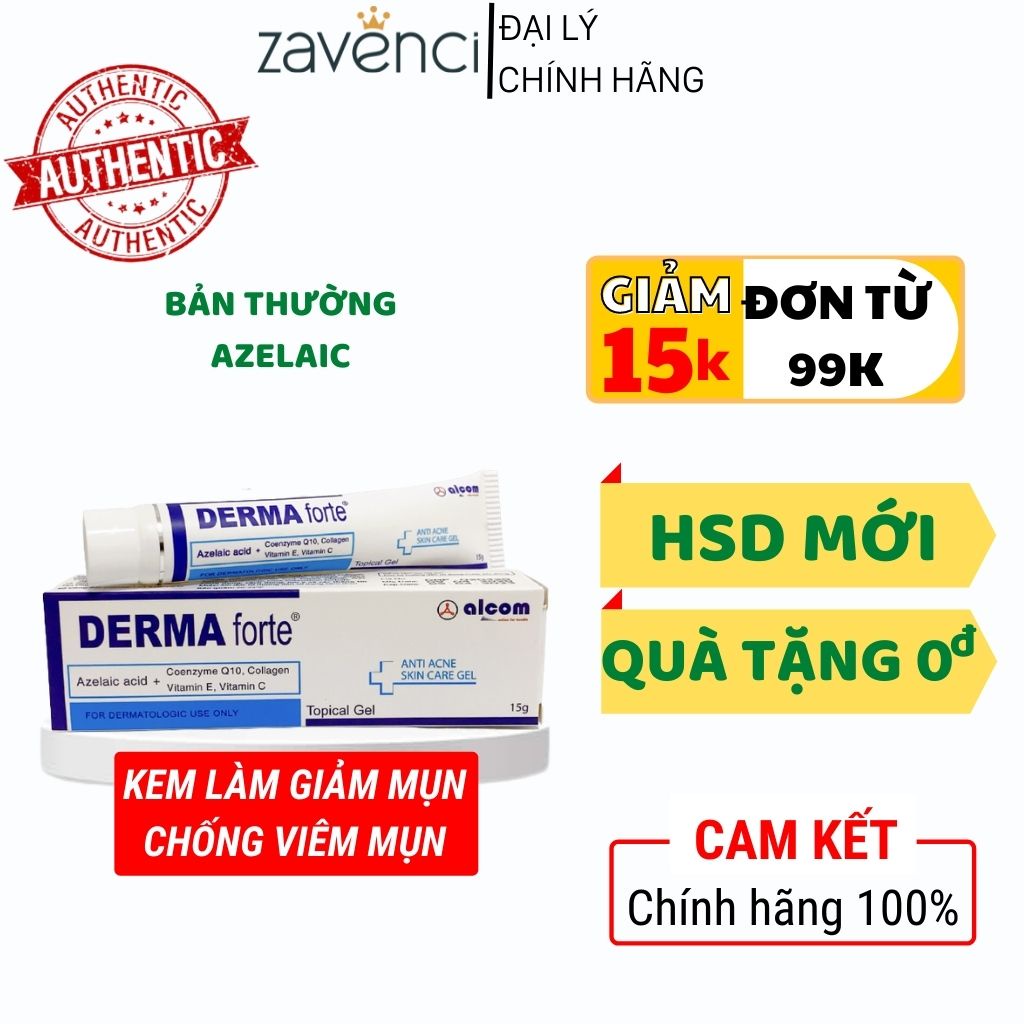 DERMA FORTE Kem giảm mụn mờ thâm dạng gel, Hàng Chính Hãng (15g)