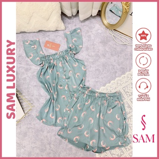 Bộ mặc nhà đùi lụa Sam luxury, lụa mềm mịn mát cao cấp