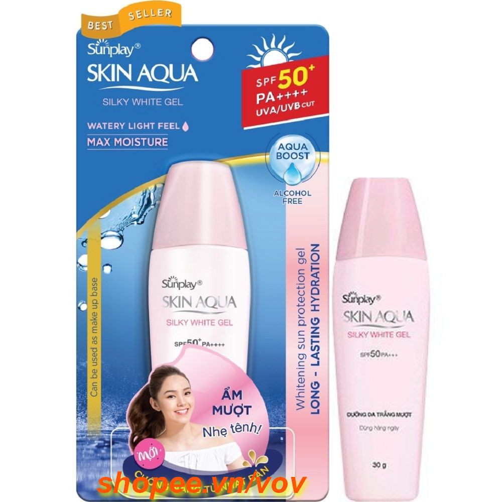 Gel Chống Nắng 30G Sunplay Skin Aqua Silky White Gel SPF 50 PA+++ Dưỡng Da Trắng, vov Cung Cấp & Bảo Trợ.