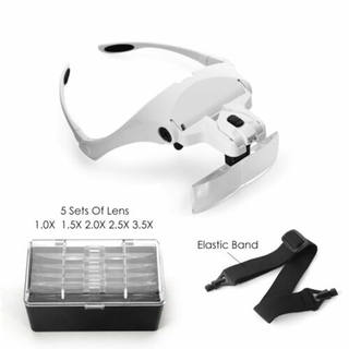 Head Magnifier With 2 LED Lights Magnifying Glass Hands Free Lamp Headband