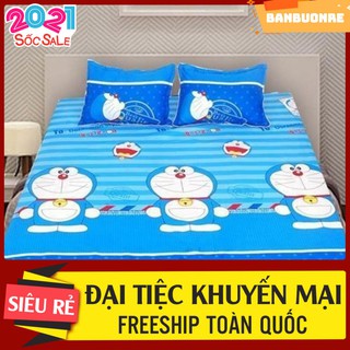 Bộ 1 ga chun và 2 vỏ gối nằm Doremon xanh m6
