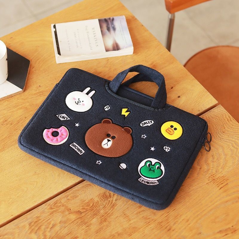 LINE FRIENDS IPHONE Túi Đựng Laptop 14 Inch Air 13.3 Inch Pro15.6 Họa Tiết Gấu Nâu Dễ Thương