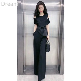 High-end fashion temperament slim slim high waist wide leg jumpsuit