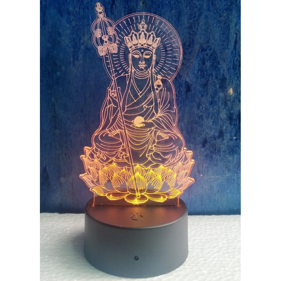 Đèn thờ phật, đèn ngủ 3d Địa Tạng Vương Bồ Tát  16 màu .khắc hình theo yêu cầu .