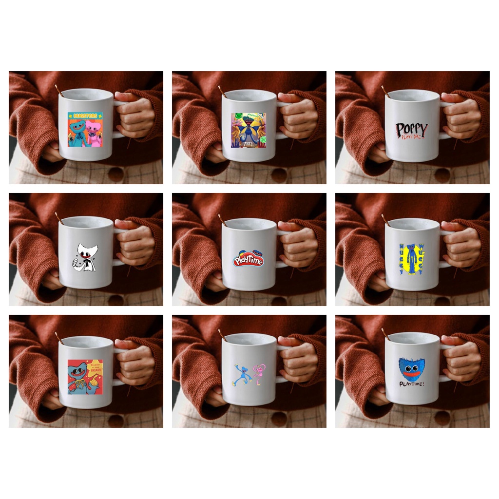 Cốc sứ trắng game POPPY PLAYTIME in hình anime chibi tiện lợi thời trang quà tặng