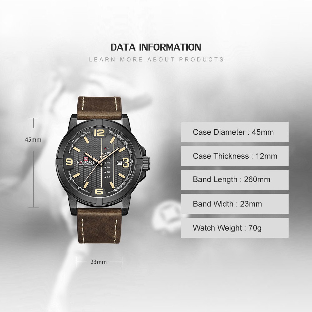 Naviforce Đồng Hồ Thể Thao Chống Thấm Nước Sang Trọng Cho Nam 9177