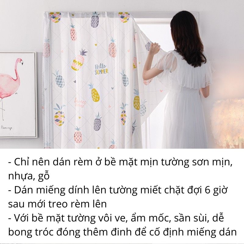 Rèm cửa sổ chống nắng dán tường rèm che phòng ngủ vải 2 lớp treo trang trí