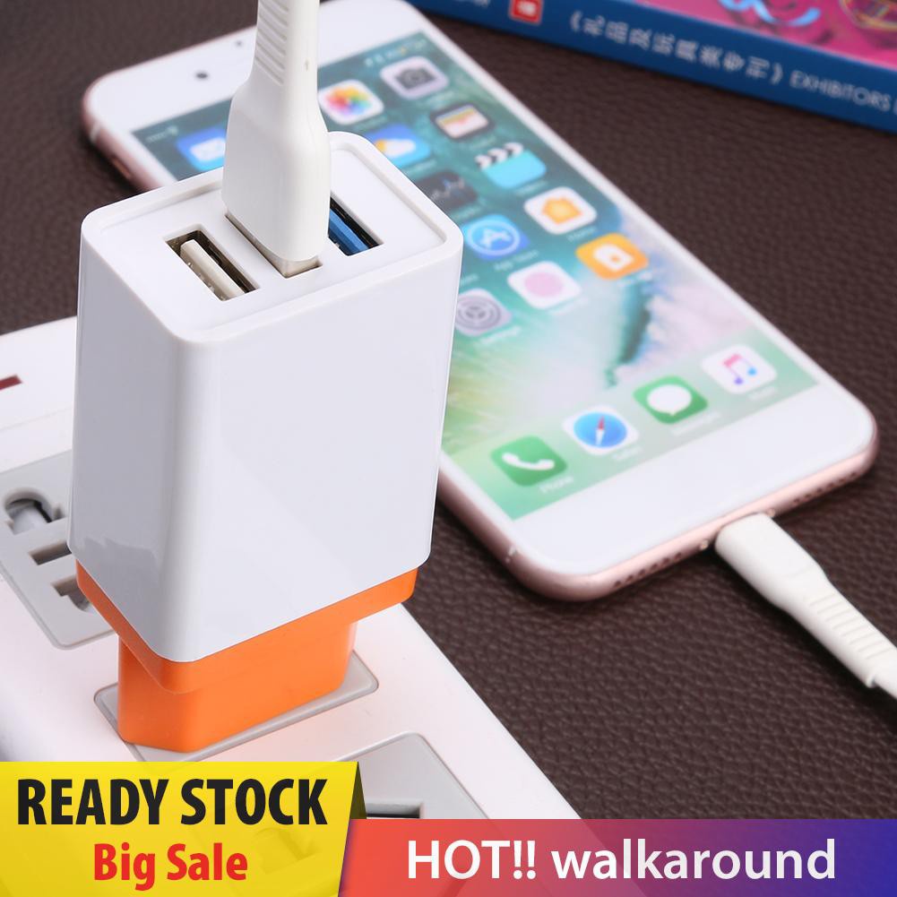 Walk Portable 3 Ports USB Travel Charger Quick Charging Charger EU Plug Adapter