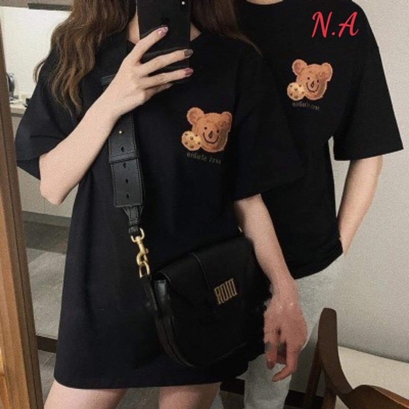 Áo thun unisex tay lỡ nam nữ form rộng❤áo phông phong cách Gấu AD in tim basic chất cotton giá rẻ