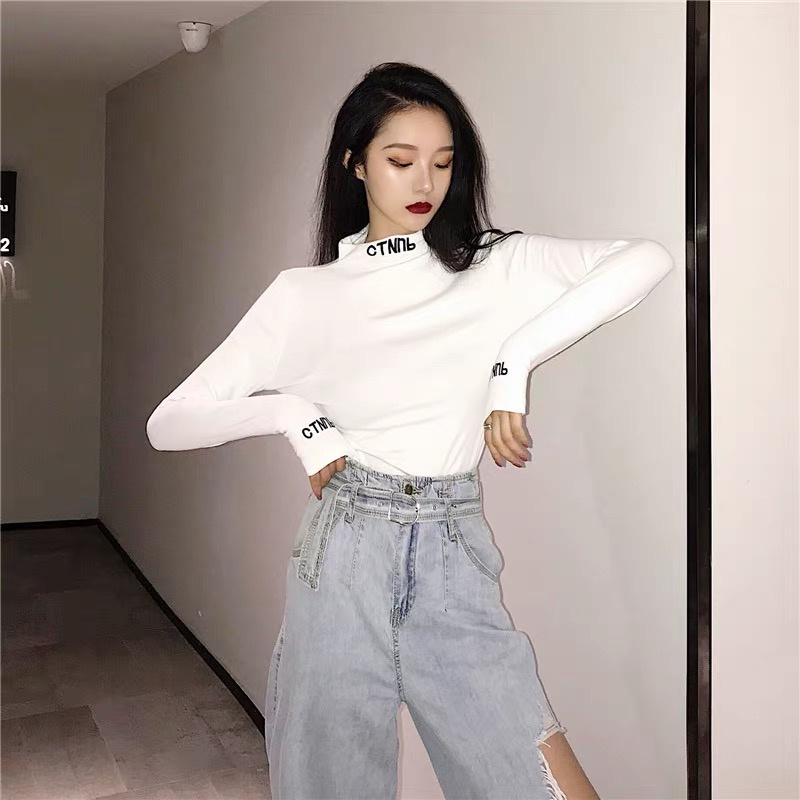 [Hàng quảng Châu]SP8034 Áo giữ nhiệt cổ 3p thêu chữ nga sành điệu