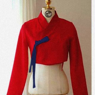 Áo Hanbok croptop đen, đỏ, xanh đen