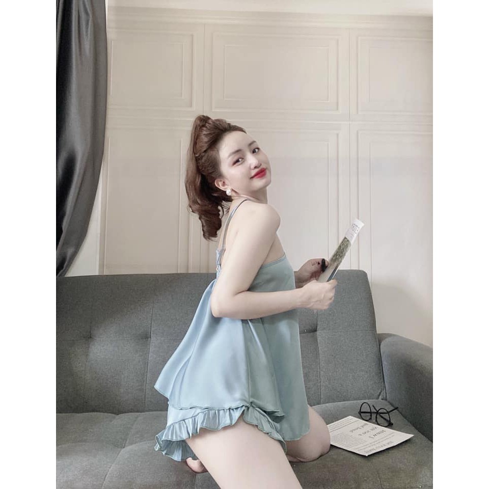 Đồ Ngủ Sexy - Đồ Bộ Mặc Nhà Dây Chéo Chất Liệu Satin Cực Mềm Mại [D33]
