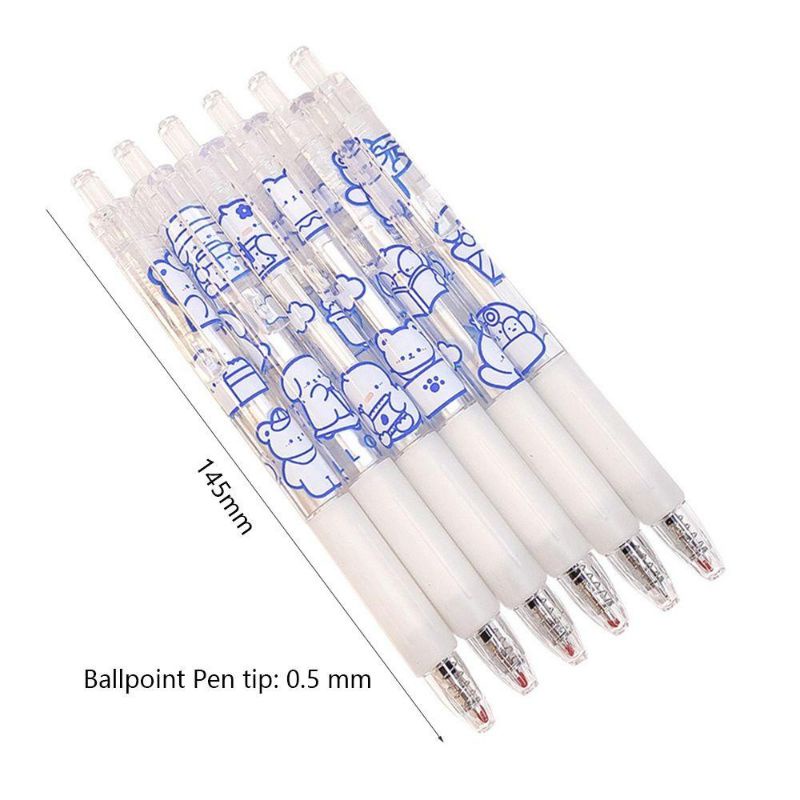 Enjoymore Bút Bi Cute Basic Trắng Hình Gấu Dễ Thương Ngòi Bấm Mực Gel Học Sinh Màu Xanh Viết Bi Nước Muji