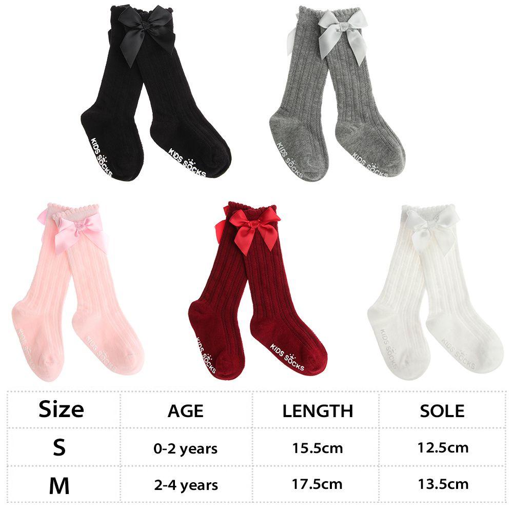 Vớ Mềm Mại Màu Trơn Đính Nơ Thoáng Khí Cho Bé Sơ Sinh