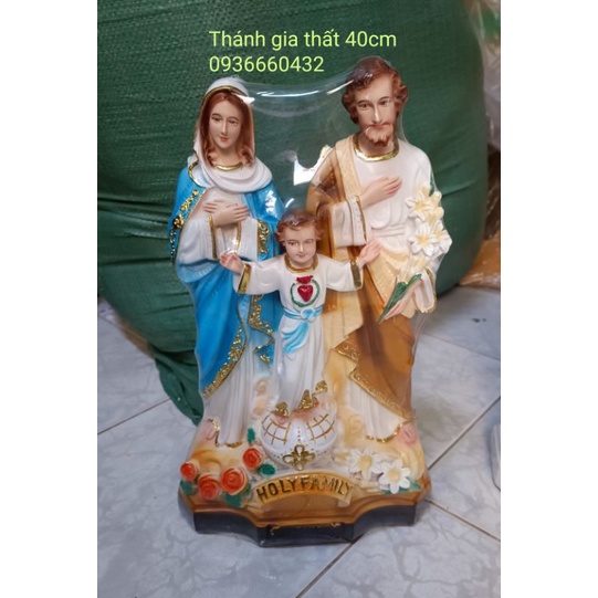 TƯỢNG THÁNH GIA THẤT, GIA ĐÌNH THÁNH 40CM TRẮNG, XANH TƯỢNG CÔNG GIÁO COMPOSITE