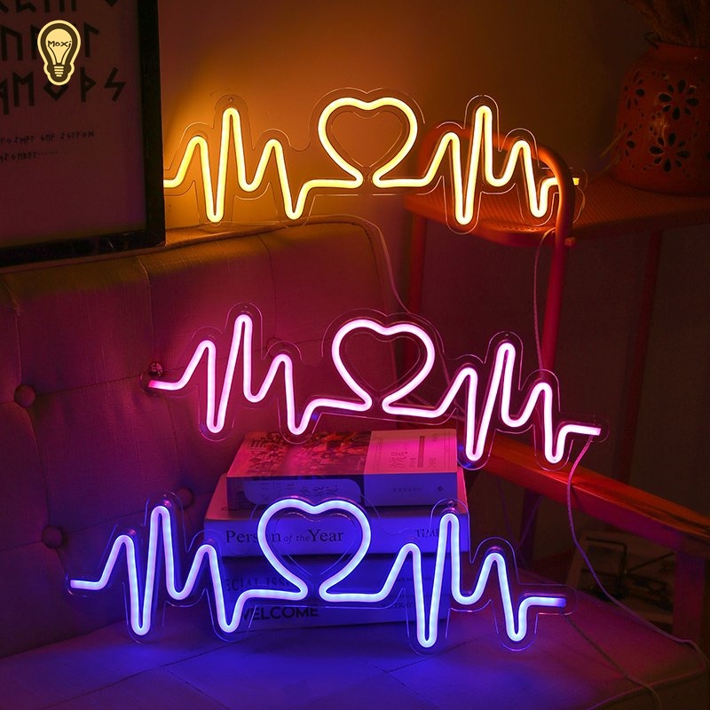【TẶNG MÓC TREO 】Đèn led neon nhiều mẫu Nhịp đập Trái tim  quà tặng VALENTINE trang trí DECOR phòng ngủ  USB MOXI.