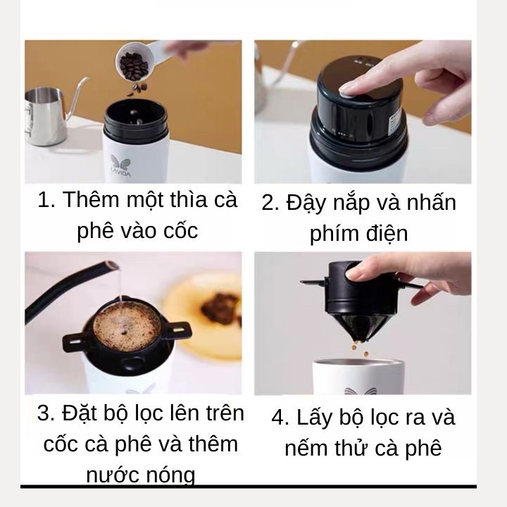 Bình xay và pha cafe thủ công di động, dã ngoại kèm phụ kiện