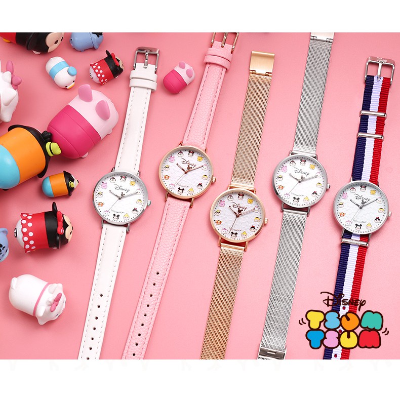 ✁✱Đồng Hồ Đeo Tay Hoạt Hình Disney Tsumtsum Chống Thấm Nước Bằng Thép Không Gỉ Dành Cho Trẻ