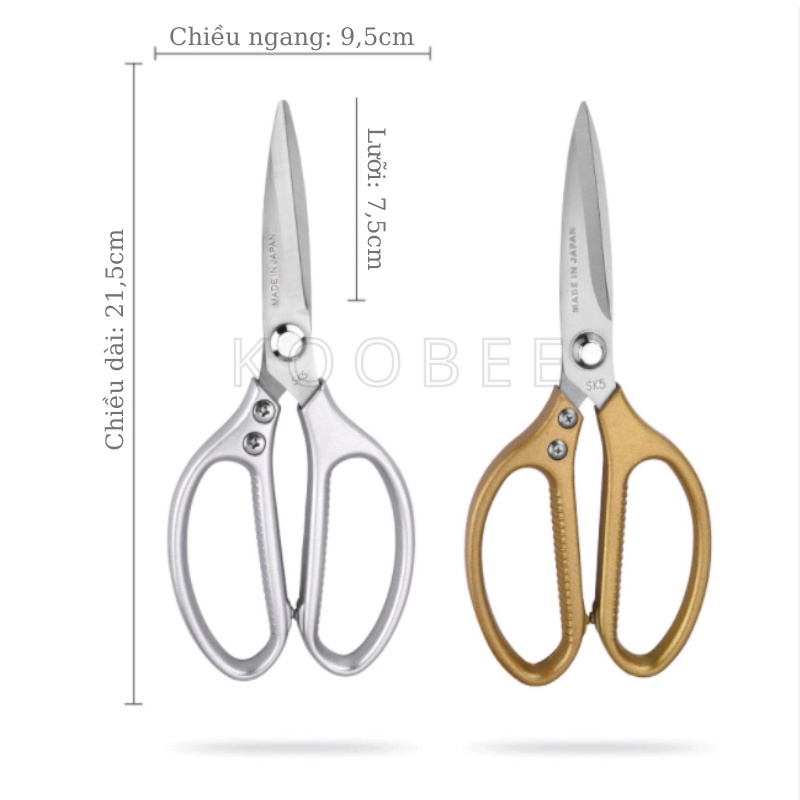 Kéo cắt gà nội địa Nhật cao cấp KOOBEE - Kéo làm bếp đa năng chống rỉ siêu cứng