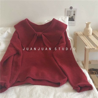 áo len đỏ cổ nơ xinh xắn