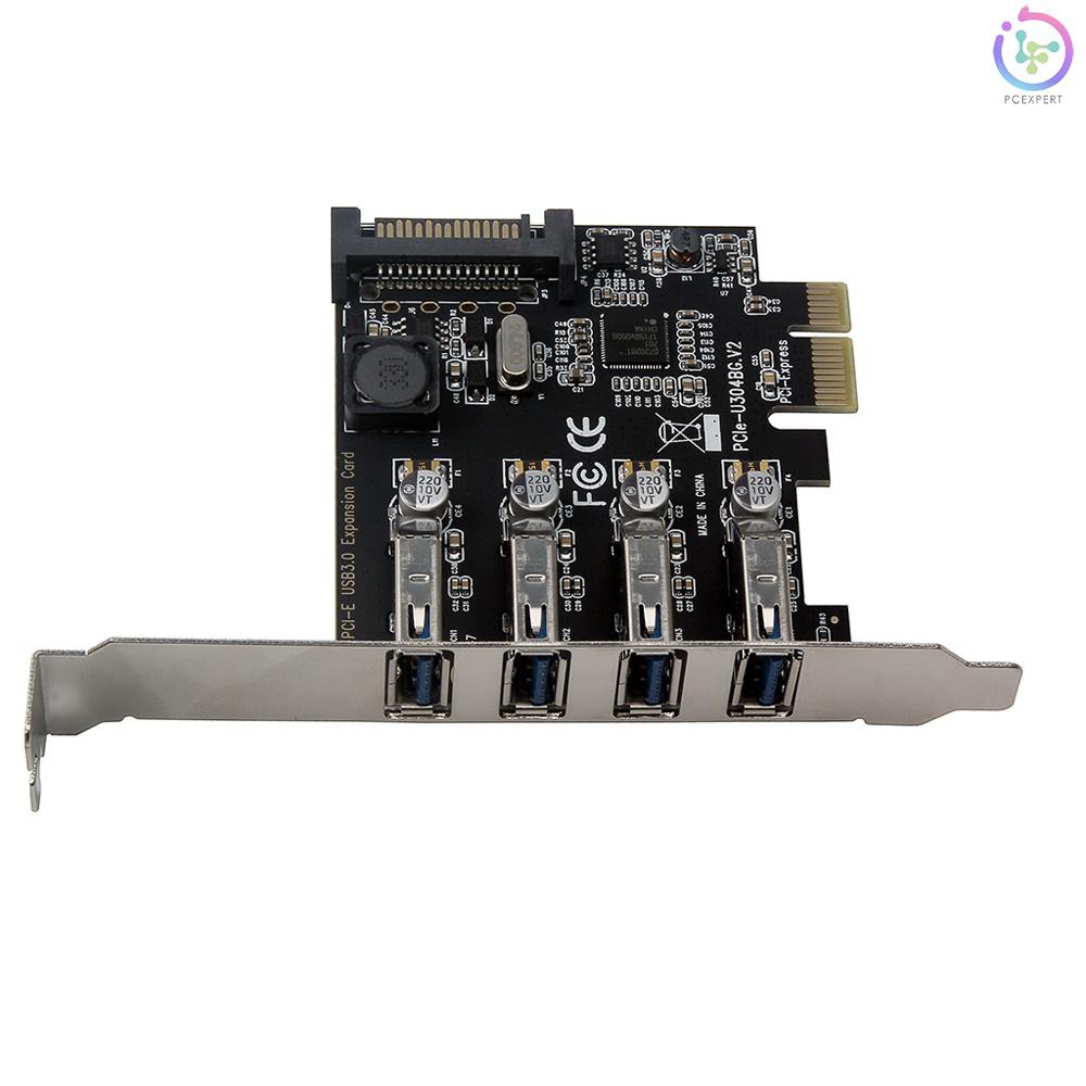 PCER♥Four Ports USB 3.0 Super Fast 5Gbps PCI-E Expansion Card PCI Express Adapter Converter Card Pow