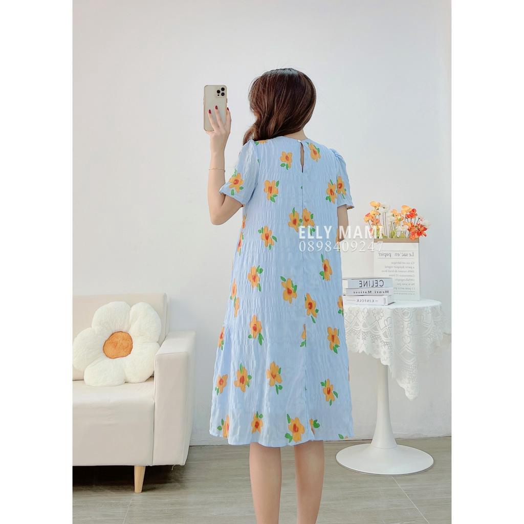 ( 40kg - 85kg ) Đầm Bầu ,Suông Voan Hoa Tiểu Thư Form Dễ Mặc Thoải Mái Suốt Thai Kì &amp; Sau Sinh ( Kèm Ảnh Thật )