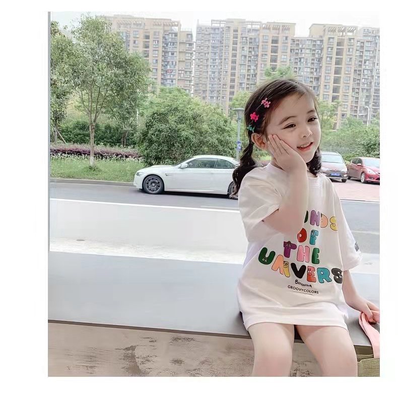 Áo Thun Tay Ngắn Theo Phong Cách Hàn Quốc Dùng Cho Bé Gái