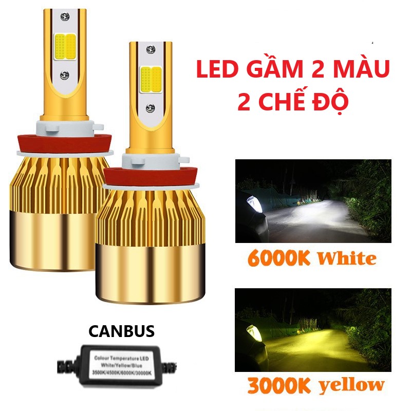 Bóng đèn LED 2 màu 2 chế độ 36W CANBUS phá sương chuyên dụng cho đèn gầm ô tô H7-H8-H9-H11-H16-9005-9006-H4-H1