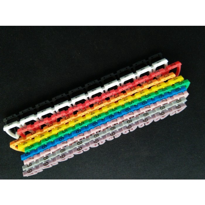Vòng đánh dấu dây mạng số Cat5/Cat6 (0-9), loại kẹp nhựa, cao su