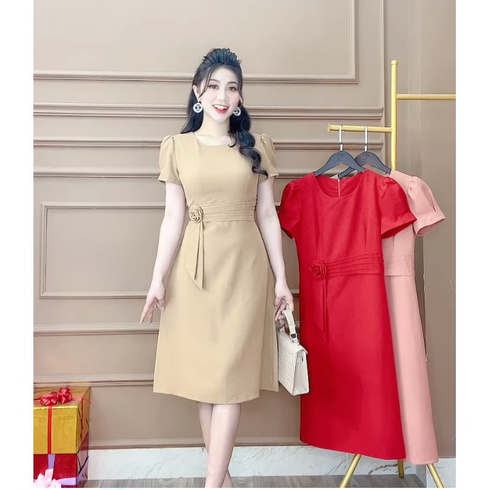 Monoco- Váy cổ tròn eo đính hoa- 8569