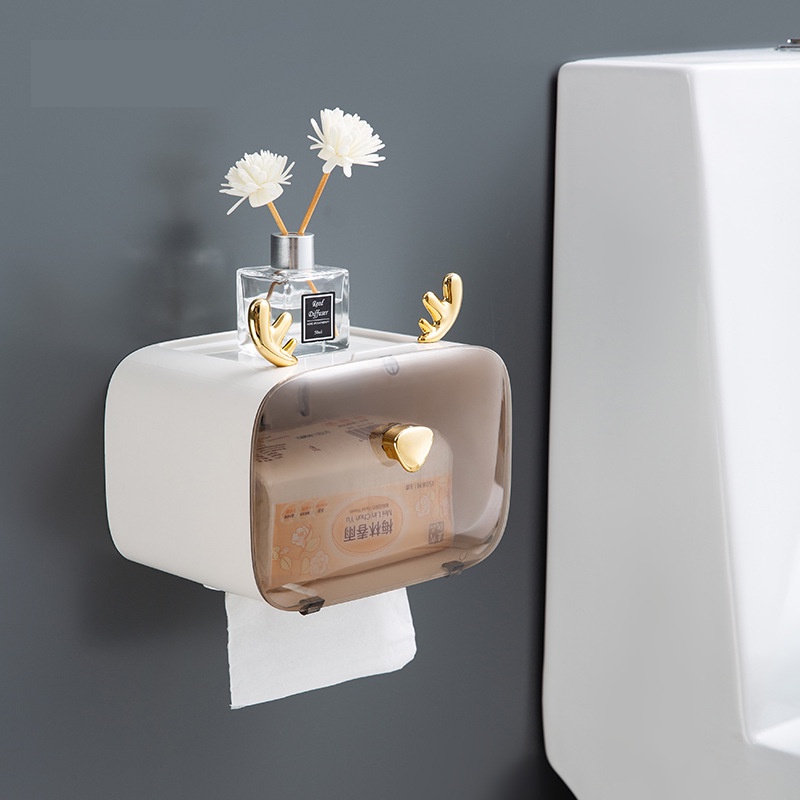 Có thể bán buôn Giá đỡ giấy vệ sinh không thấm nước Gạc que dễ thương Cửa sổ trong suốt Có thể điều chỉnh Treo Hộp đựng khăn giấy treo tường Hàng giao ngayVirgina056