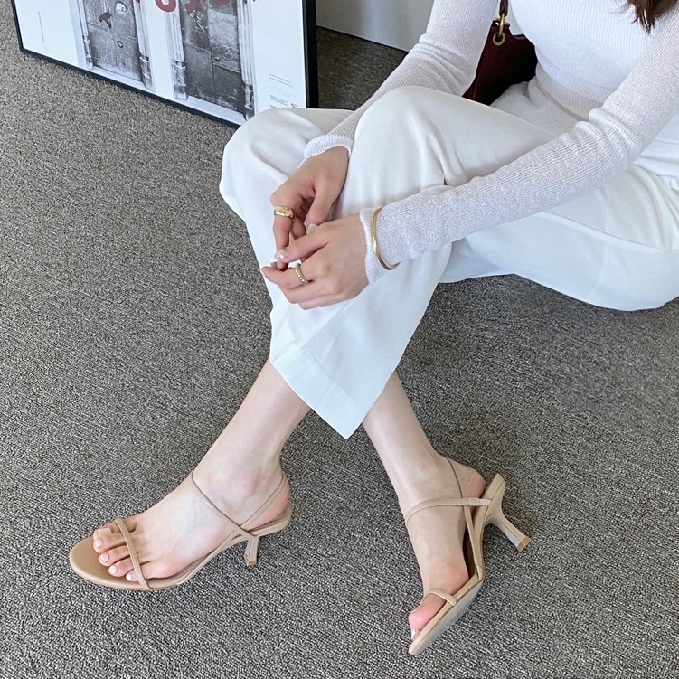 Giày Sandal Nữ ChAANKAN 2 Dây Mảnh Sườn Cao 7p VNXK