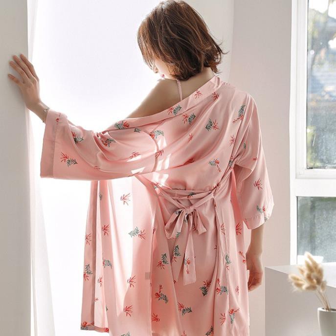 Áo choàng hoa kimono sang trọng dễ thương áo ngủ bigsize dưới 65kg Thư Thư [HÀNG CAO CẤP] | BigBuy360 - bigbuy360.vn