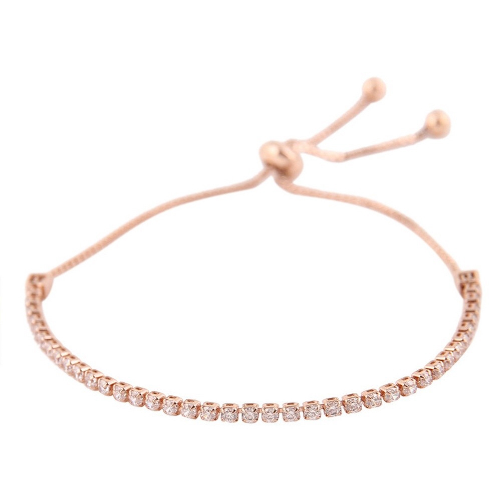 Fashion Full Diamonds Rhinestone Rose Gold Chain Adjustable Bracelet Party Dress Accessories