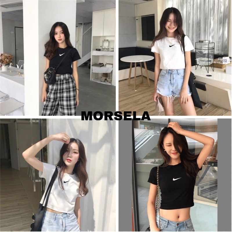 Áo croptop nữ kiểu form ôm ngắn tay - Áo crop top kiểu - Morsela