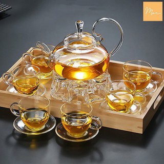Bộ ấm trà thủy tinh chịu nhiệt, Bộ ấm trà hoa cúc