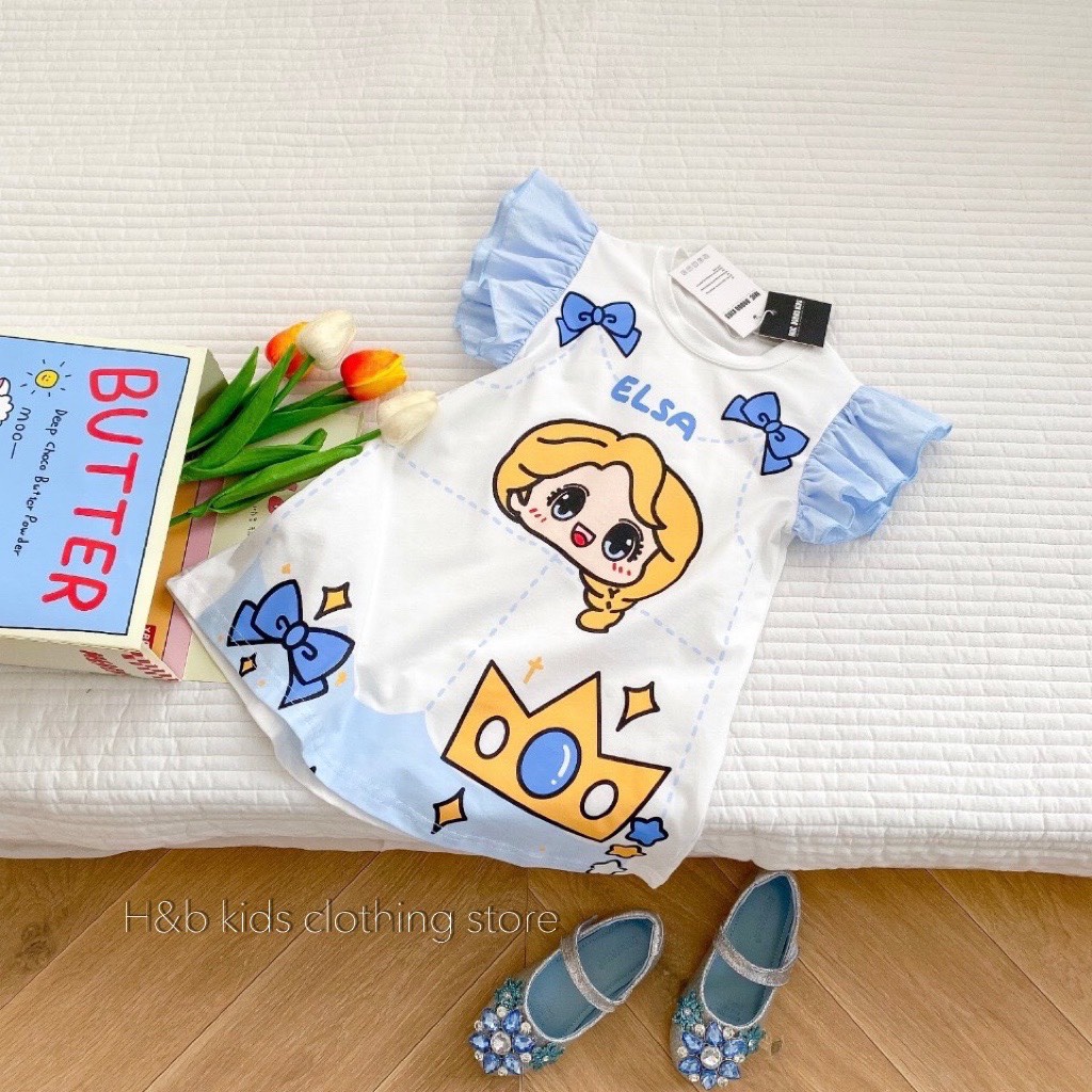 Đầm váy cho bé gái in 3D hình họa tiết đáng yêu size 10kg đến 20kg-Đầm cho bé gái 100% cotton thoáng mát cho bé
