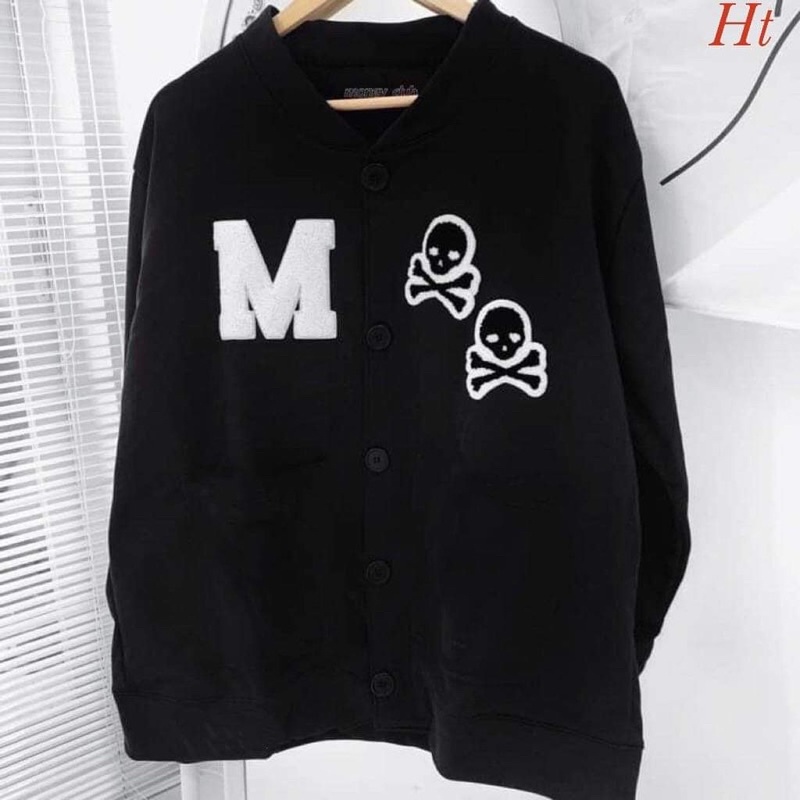 Áo khoác bomber nỉ M đầu lâu HT12