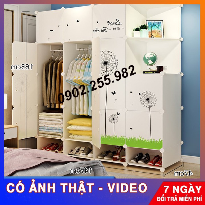 TỦ NHỰA LẮP GHÉP ĐA NĂNG ĐỂ QUẦN ÁO CHO BÉ 16 Ô VÀ 4 GIẦY Ô BỘ TRẮNG BỒ CÔNG ANH sâu 47cm
