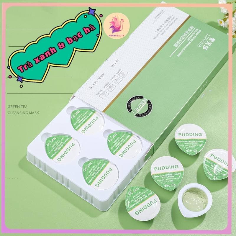Mặt Nạ Bùn Trà Xanh Làm Sạch Mụn Đầu Đen Kiềm Dầu Làm Sáng Da hộp 7 hũ WINKBEAUTY