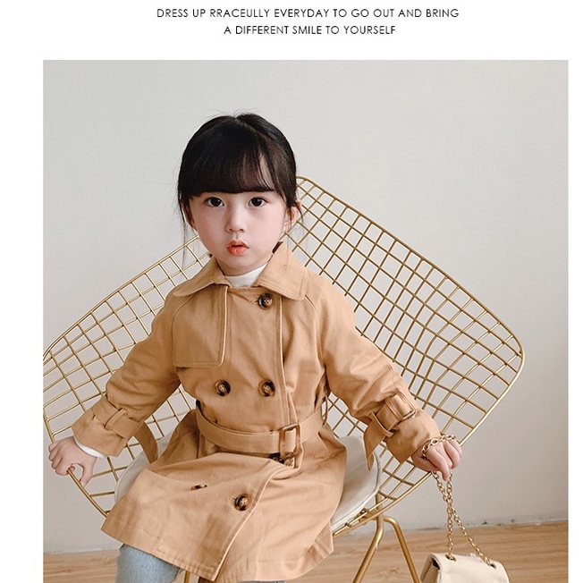 Áo khoác gió IQ ANGEL dáng dài phong cách phương Tây cho bé gái