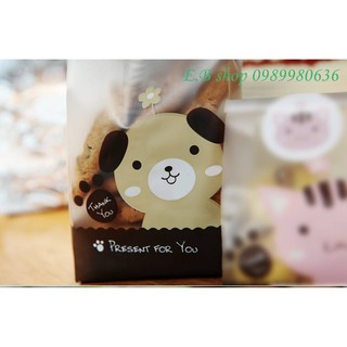 10 CHIẾC TÚI ĐỰNG BÁNH QUY KẸO HẠT KHÔ MỨT HÌNH GẤU THANK U