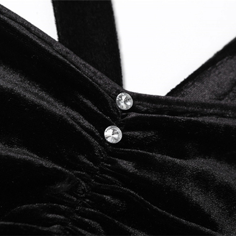 Brroa Áo Crop Top Không Tay Có Vòng Choker Gợi Cảm Bằng Nhung Viền Ren Mỏng Vừa Vặn Phong Cách Gothic Harajuku Quyến Rũ Cho Nữ