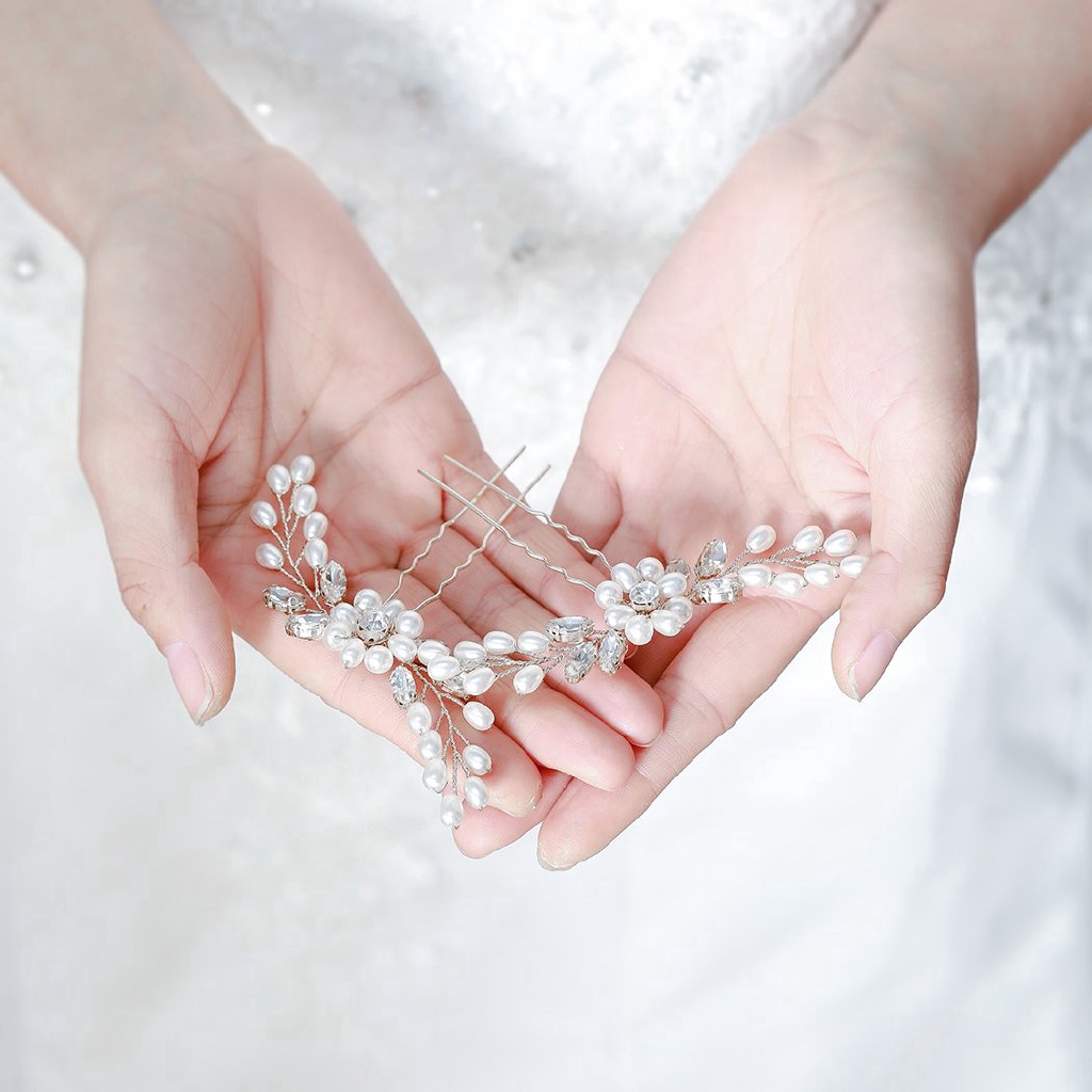 Kẹp tóc hoa đính ngọc trai xinh xắn cho nữ