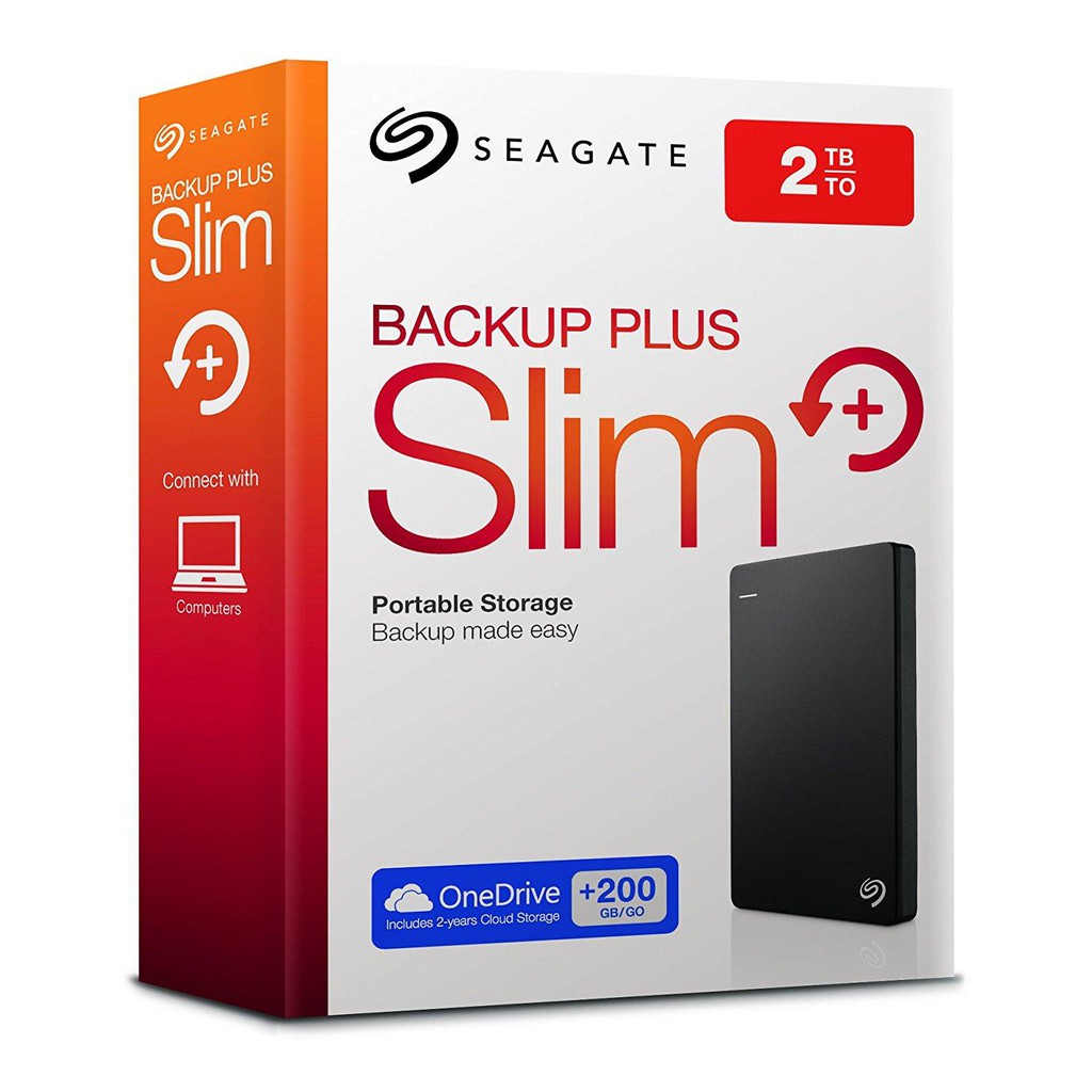 ✔️ Ổ cứng di động Seagate 2TB Backup Plus Slim Portable External USB 3.0 Hard Drive - BH 12 tháng
