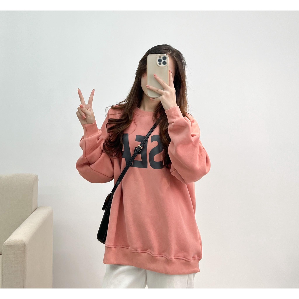 Áo sweater nỉ form rộng dày dặn Sea thời trang Miho house