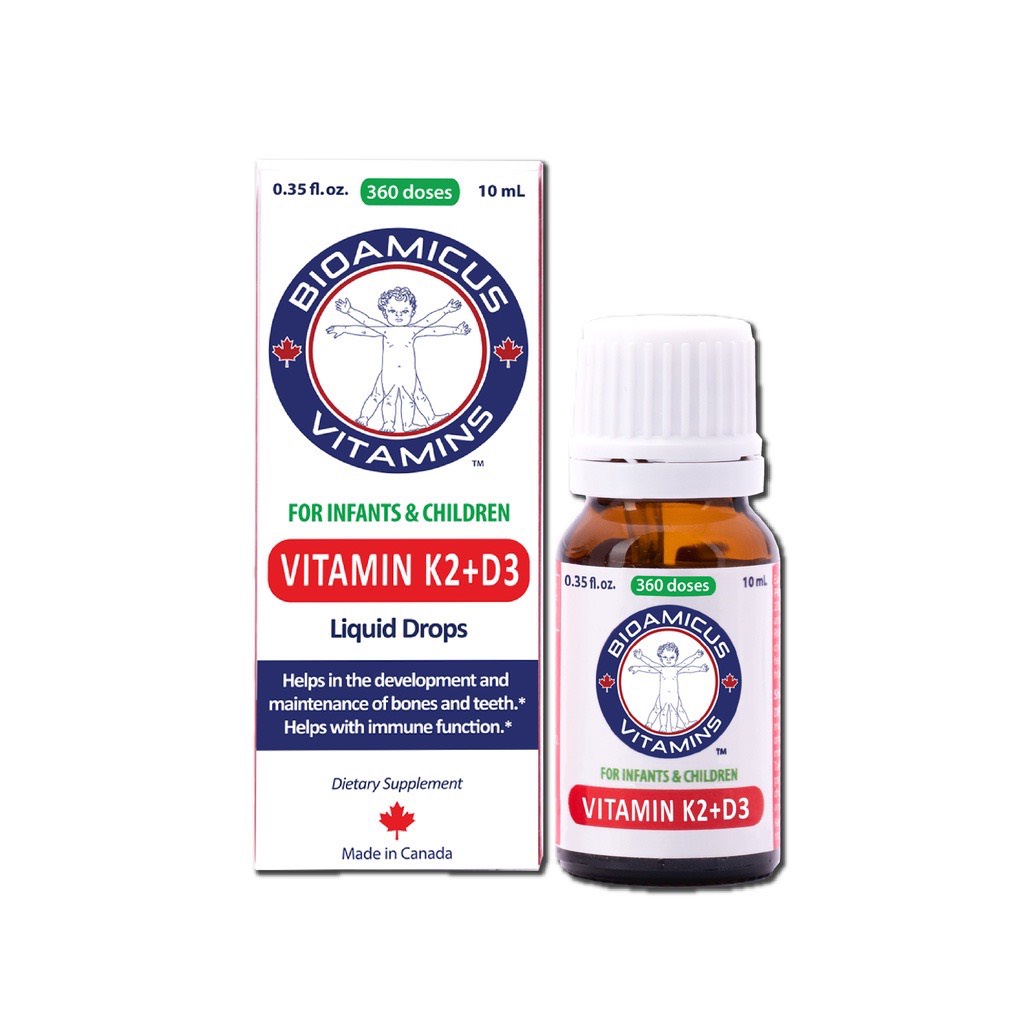 Vitamin D3K2-MK7 BIOAMICUS Bao Kép 10ml, Chống Còi Xương, Giúp Bé Tăng Chiều Cao Tối Đa